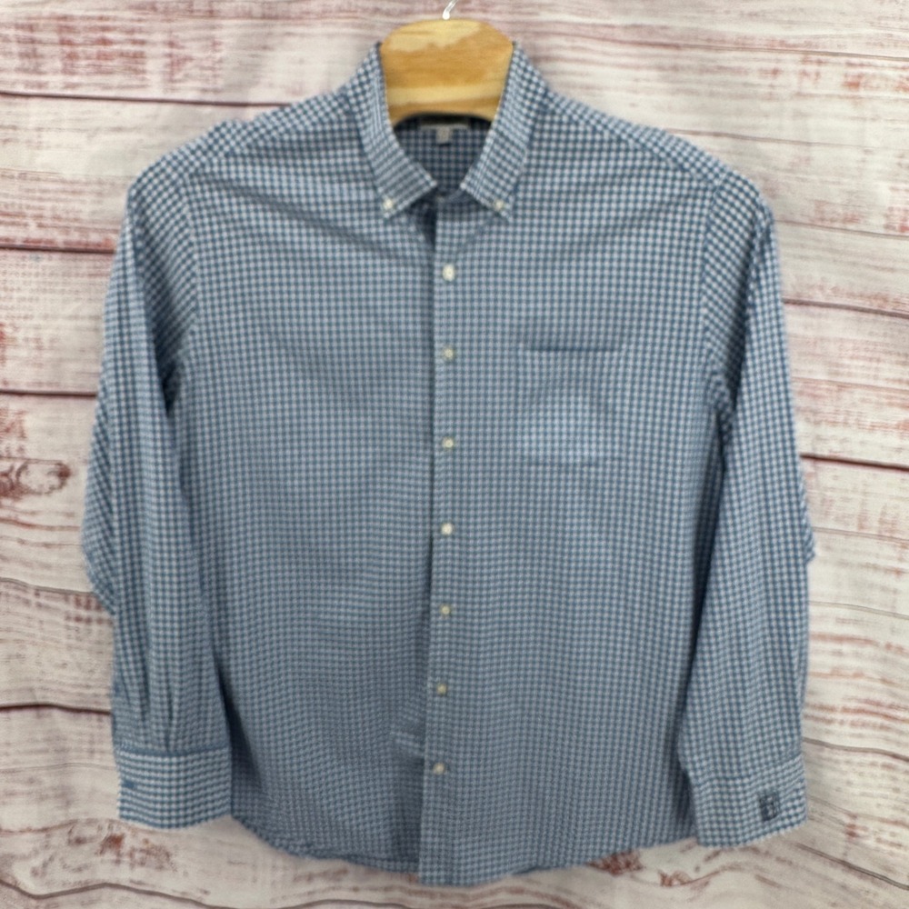 Peter Millar Summer Comfort Shirt Mens XL Blue Gingham PGA‎ Tour Performance